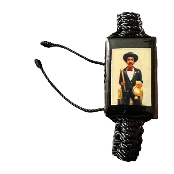 San Simon Knotted Rope Bracelet Black Adjustable Wood Charm NEW - Picture 1 of 2